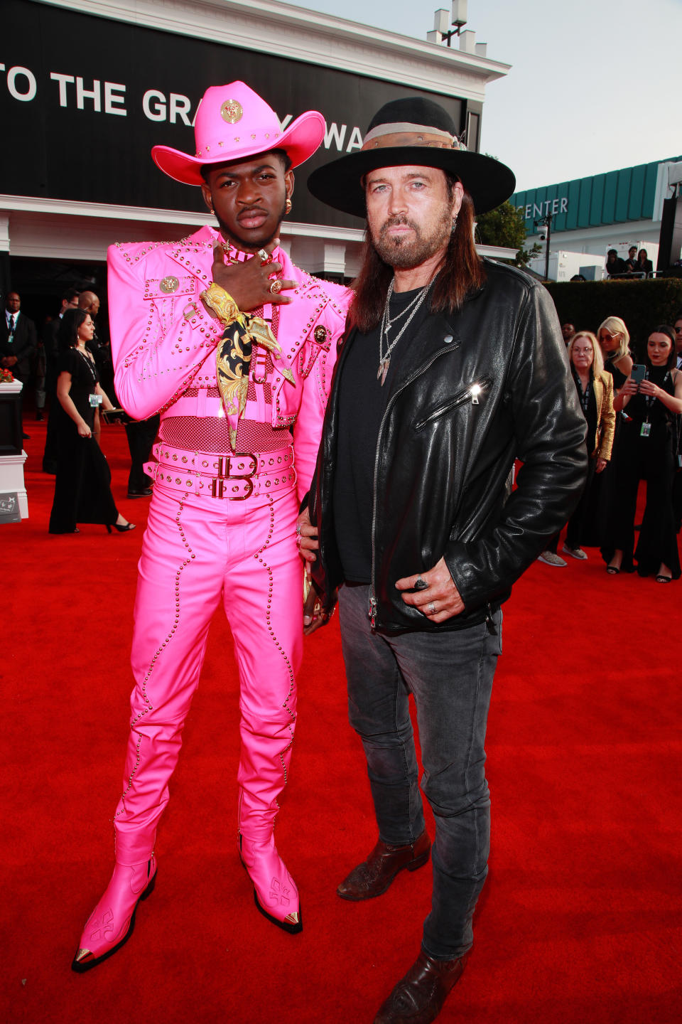 Lil Nas X and Billy Ray Cyrus at the 62nd Annual Grammy Awards red carpet on January 26. (Photo: Rich Fury via Getty Images)