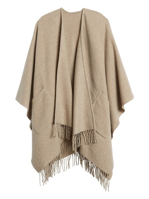 Banana Republic Wool-Blend Poncho with Pockets