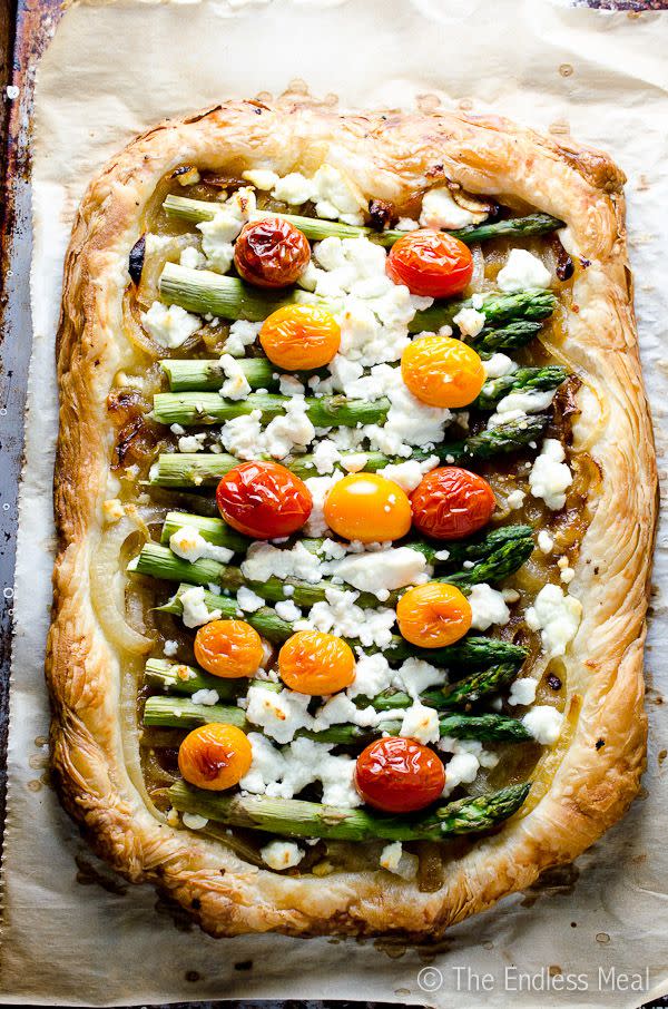 Asparagus, Goat Cheese, and Cherry Tomato Breakfast Tart