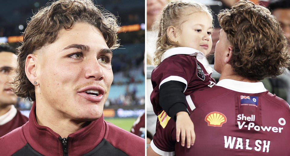 Reece Walsh and his daughter.