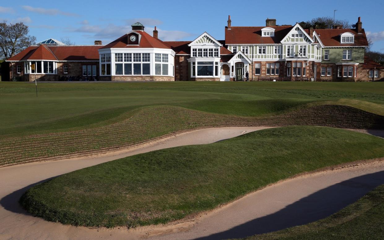  The Club House and the bunker next to the 18th green at Muirfield  -  Ross Kinnaird/Getty