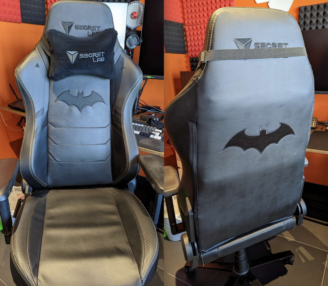 A composite picture of the front and back of a Secretlab TITAN chair