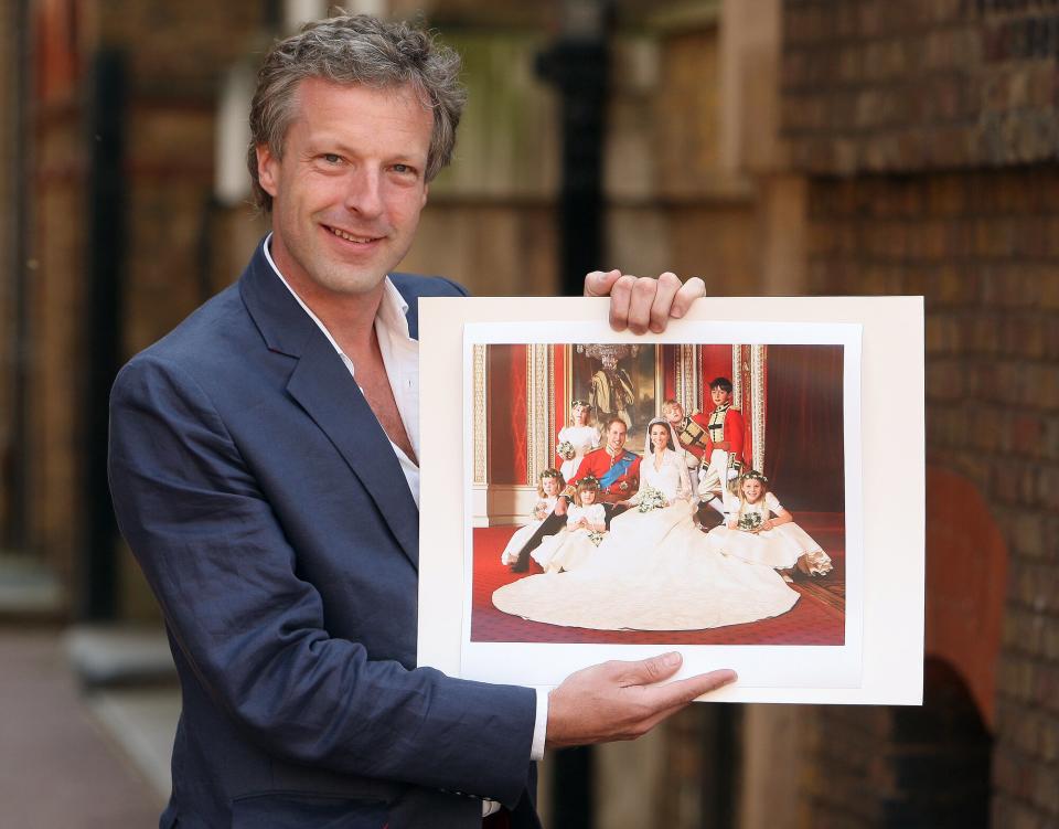 Hugo Burnand, the official wedding photographer for the wedding of Their Royal Highnesses Prince William Duke of Cambridge and Catherine Duchess of Cambridge, holds a print of one of his photographs taken at Clarence House on April 30, 2011 in London, England. The royal couple were married yesterday at Westminster Abbey on April 29, 2011 in London, England.