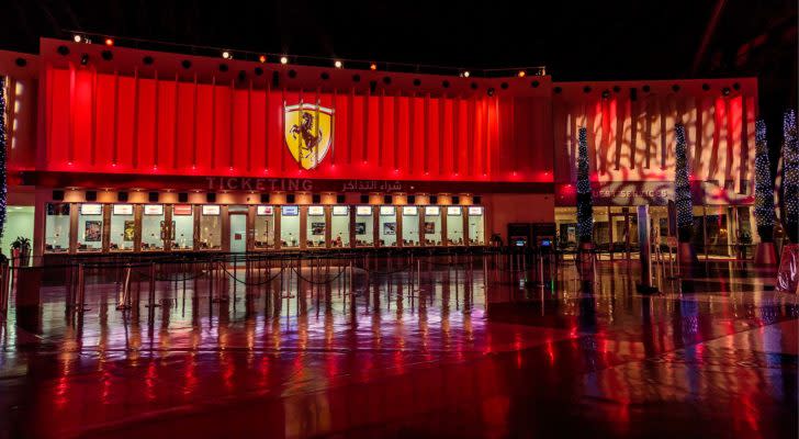 Ferrari logo on a red banner