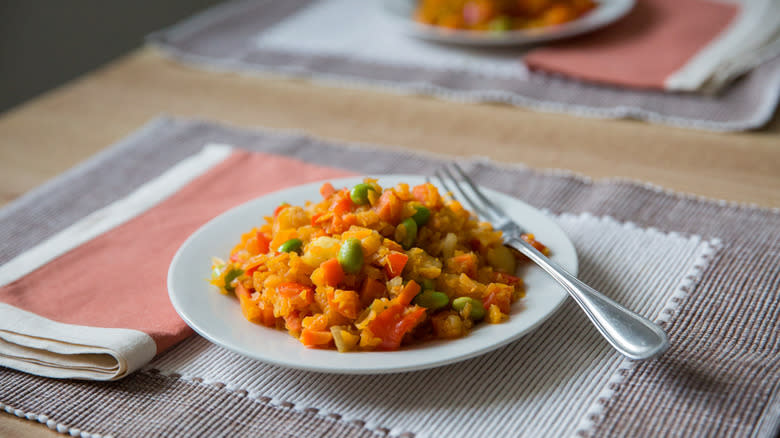 colorful riced butternut squash dish