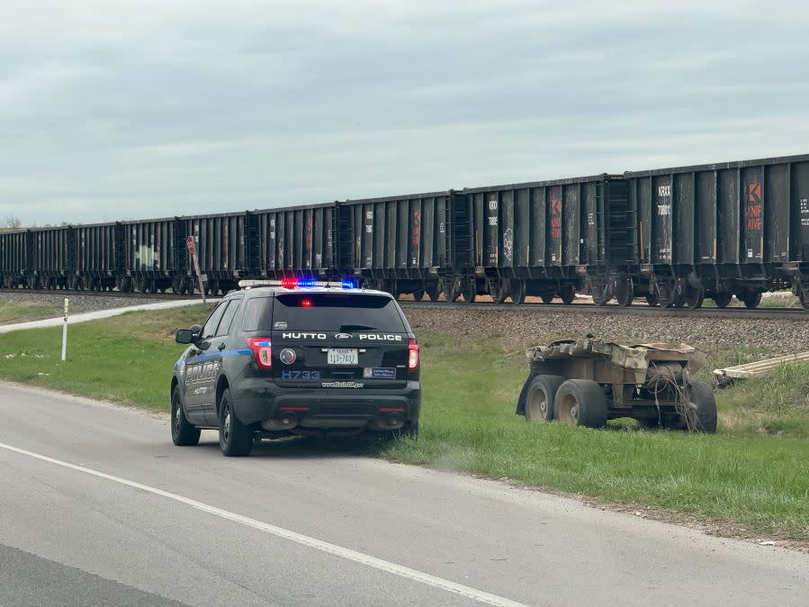 18-wheeler, train collide in Hutto Wednesday morning (Hutto Police Department photo)