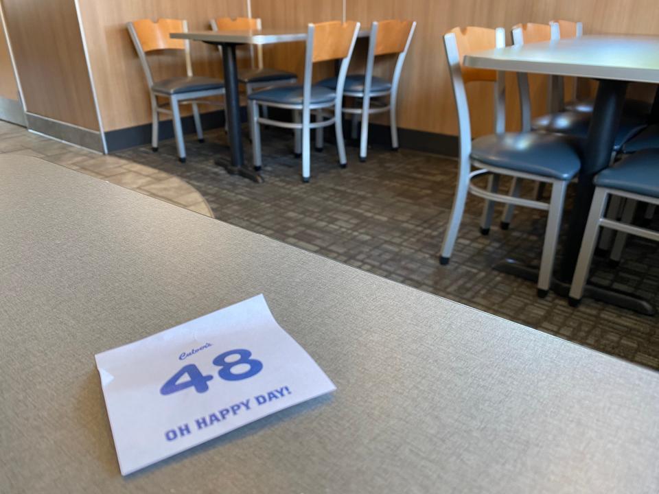 Culver's interior with number on the table