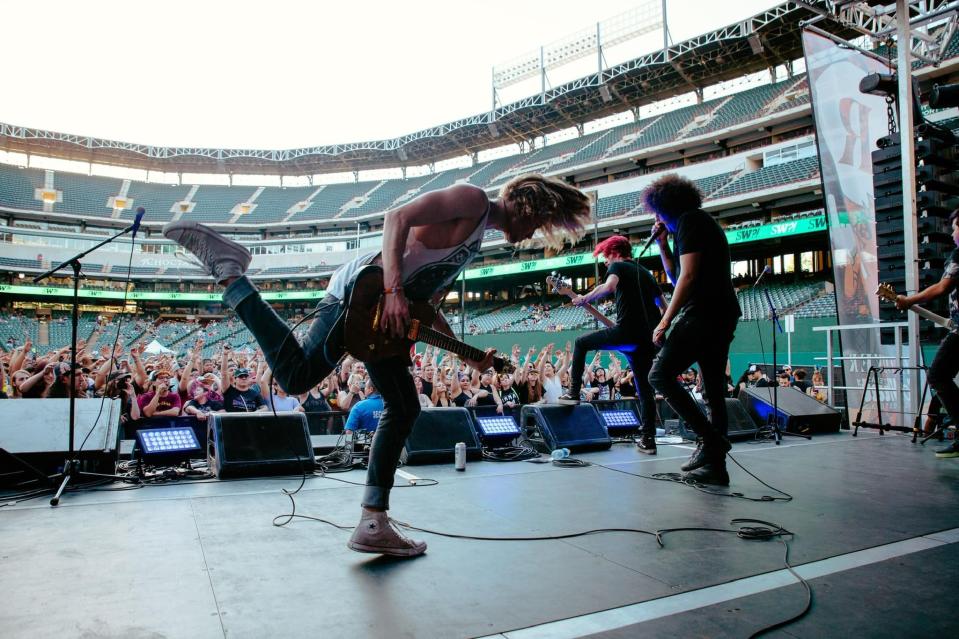 I Set My Friends On Fire perform at Chocktaw Stadium in Arlington, Texas.