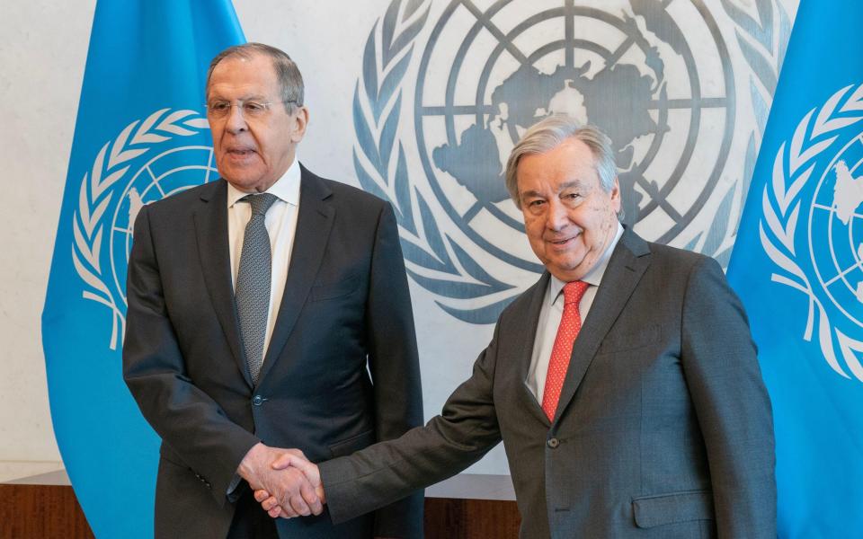 Secretary-General meets with Sergey Lavrov, Minister for Foreign Affairs, Russian Federation at UN Headquarters. - Pacific Press Media Production Corp. / Alamy Live News/ Alamy Live News