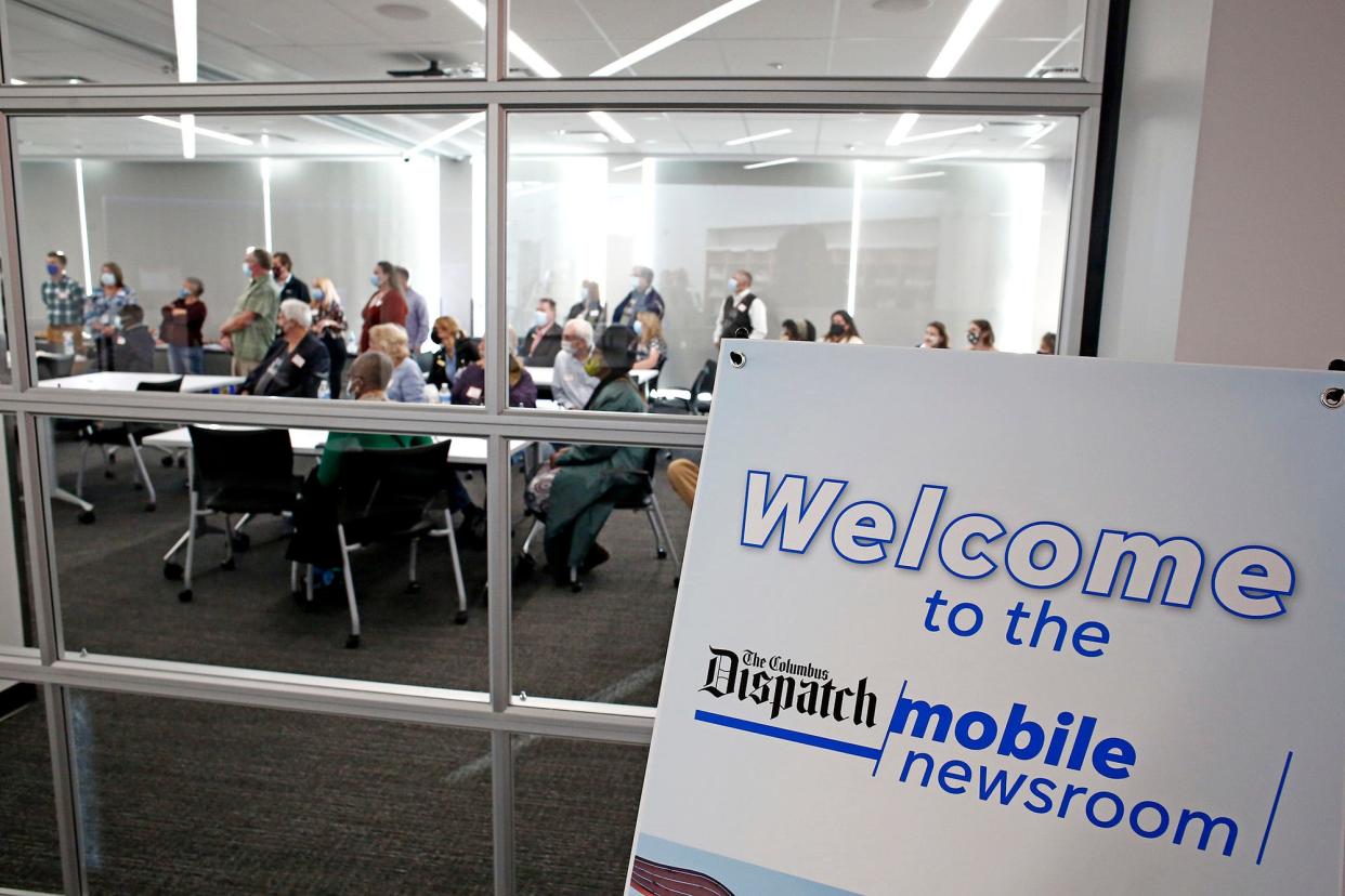 The first Columbus Dispatch Mobile Newsroom site operated out of the Karl Road Branch of the Columbus Metropolitan Library and was introduced to the public on Oct. 21.