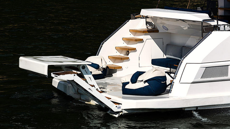 Even the transformer swim platform offers multiple configurations. - Credit: Courtesy Okean Yachts