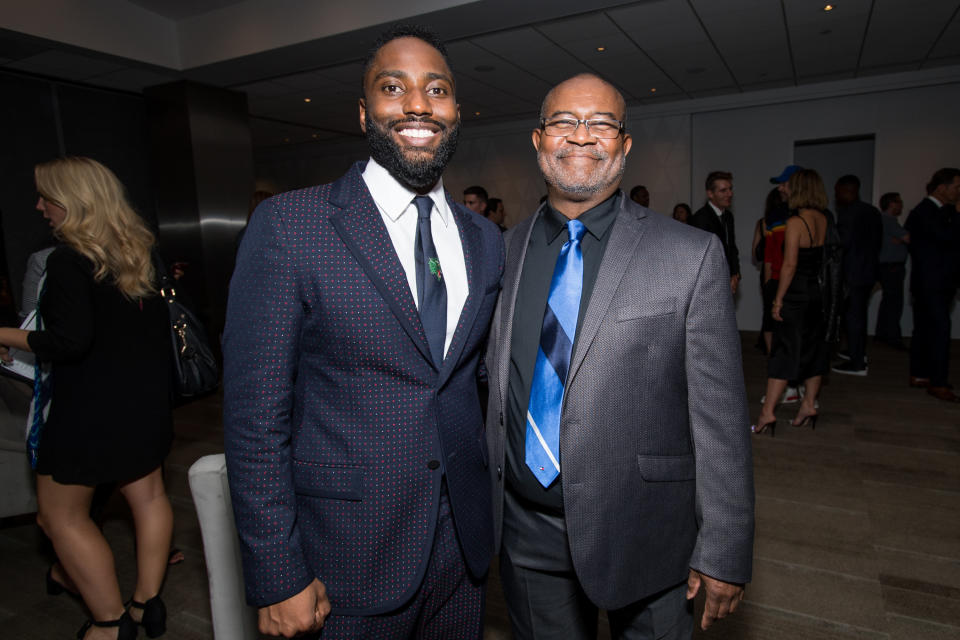 Washington and the real-life Stallworth at the after-party for the premiere of &ldquo;BlaKkKlansman&rdquo; in Beverly Hills, California, Aug. 8. (Photo: Emma McIntyre / Getty Images)