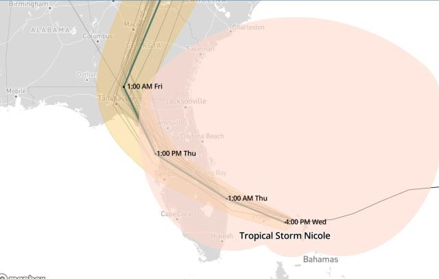 Hurricane Nicole Approaching the East Coast of Florida