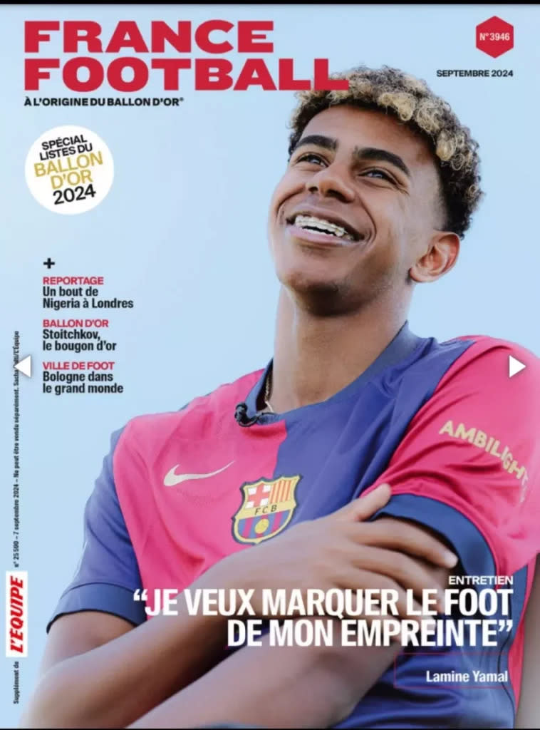 Yamal on the cover of France Football.