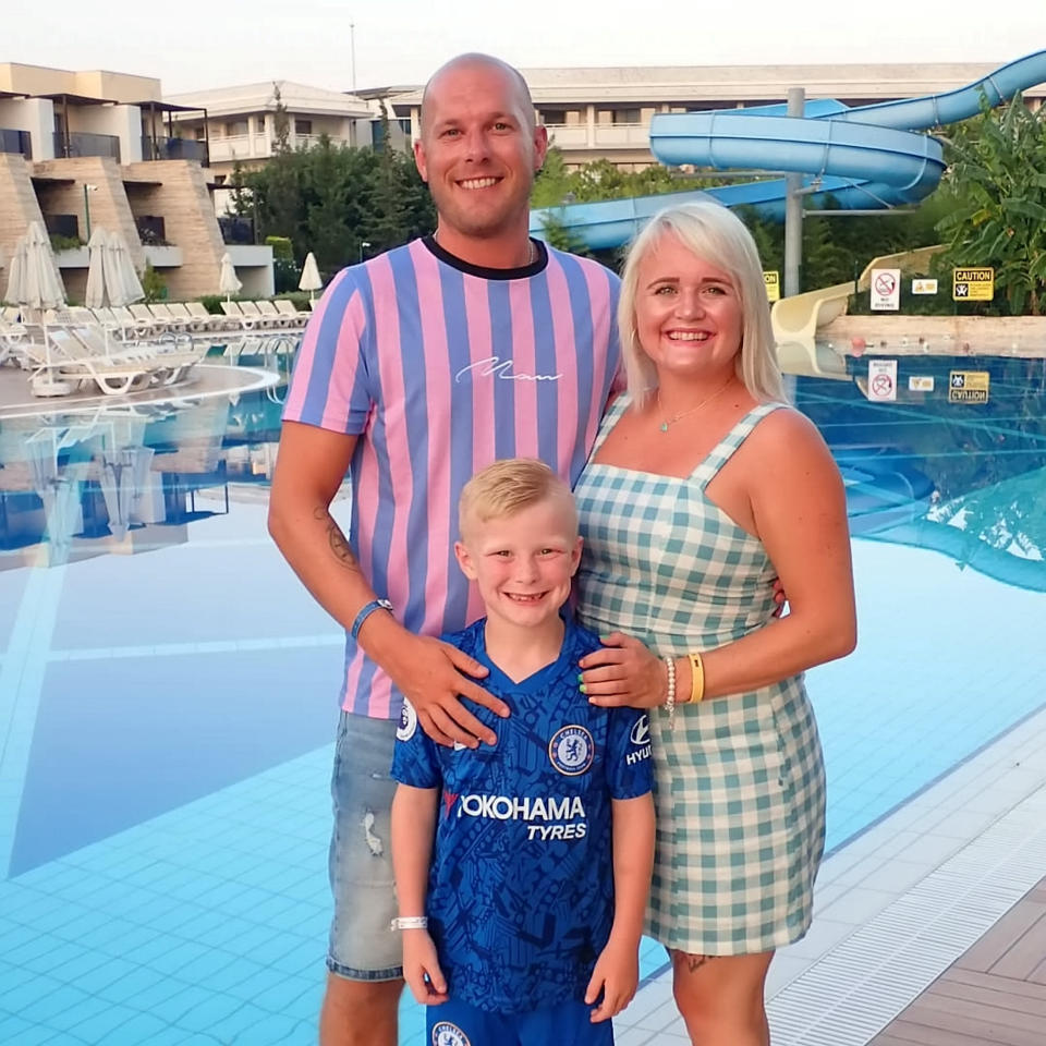 James-Lee with his dad Lee Howick and stepmum Stacey Richardson (Picture: SWNS)