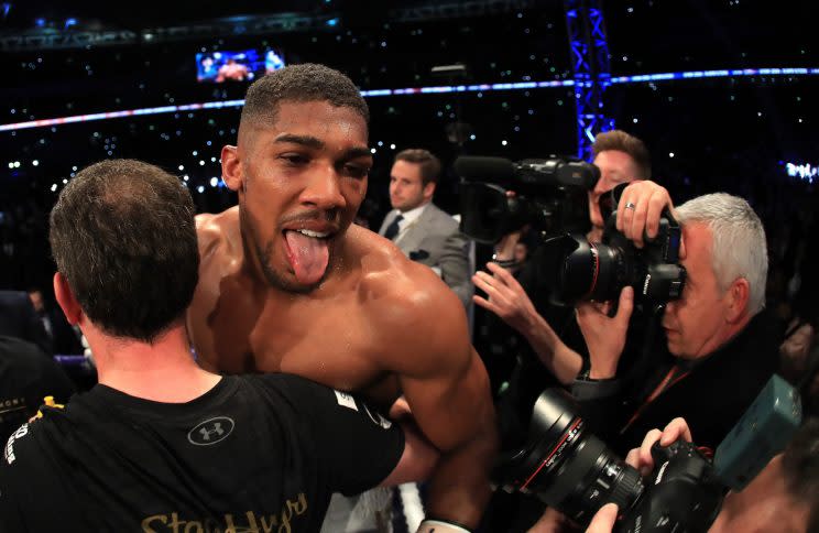 IBF-WBA heavyweight champion Anthony Joshua is 19-0 with 19 KOs after stopping Wladimir Klitschko in the 11th. (Getty Images)