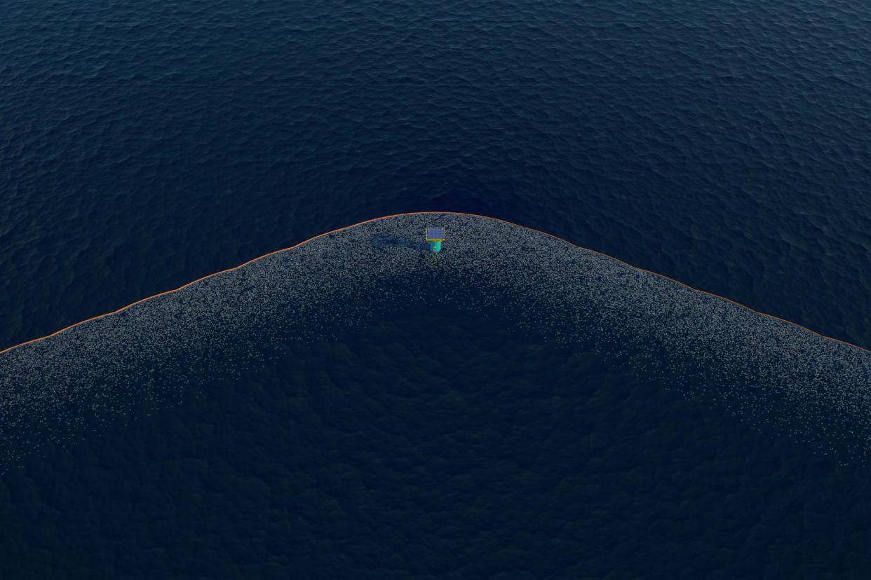 Ilustración del sistema ideado para eliminar los plásticos del mar (THE OCEAN CLEANUP/AFP/Archivos | -)