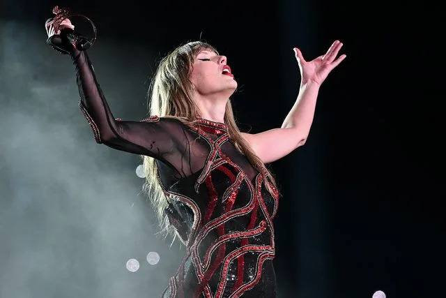 <p>Pedro Gomes/TAS24/Getty</p> Swift is performing two shows in Portugal as part of her Eras tour