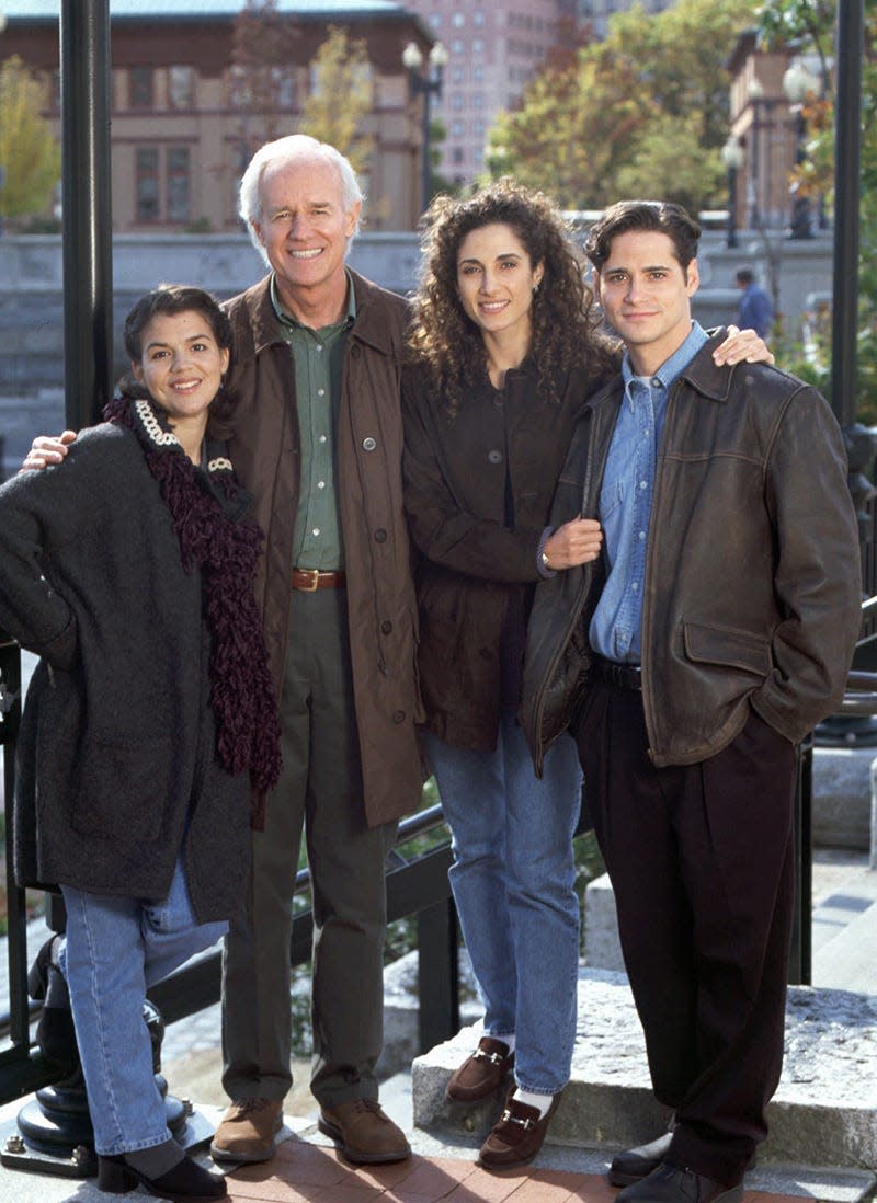 The stars of "Providence," from left, Paula Cale, Mike Farrell, Melina Kanakaredes and Seth Peterson.