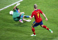 KIEV, UKRAINE - JULY 01: Fernando Torres of Spain scores his side's third goal past Gianluigi Buffon of Italy during the UEFA EURO 2012 final match between Spain and Italy at the Olympic Stadium on July 1, 2012 in Kiev, Ukraine. (Photo by Martin Rose/Getty Images)