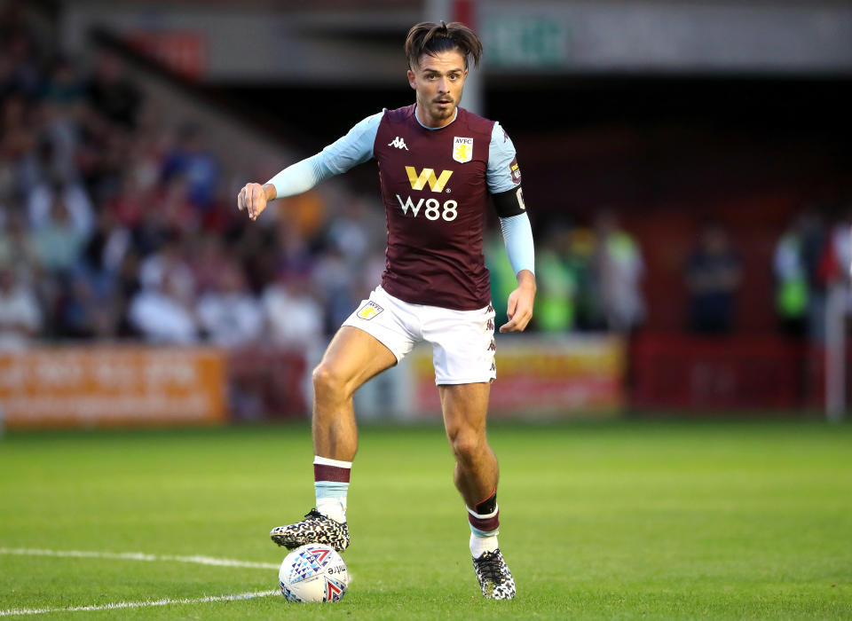 Aston Villa's Jack Grealish during the pre-season friendly match at the Banks's Stadium, Walsall. (Photo by Nick Potts/PA Images via Getty Images)