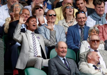 Britain Tennis - Wimbledon - All England Lawn Tennis & Croquet Club, Wimbledon, England - 27/6/16 Sir Cliff Richard reacts during Serbia's Novak Djokovic's match against Great Britain's James Ward REUTERS/Paul Childs