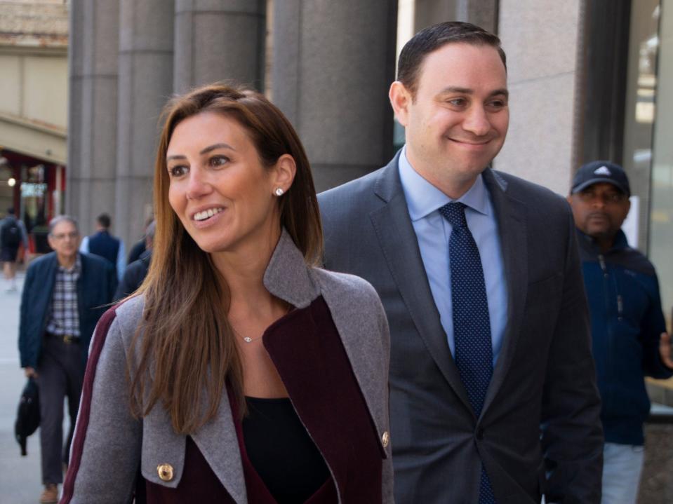 Alina Habba, left, and Michael Madaio, attorneys for former president Donald Trump, in Midtown Manhattan on May 9, 2022.