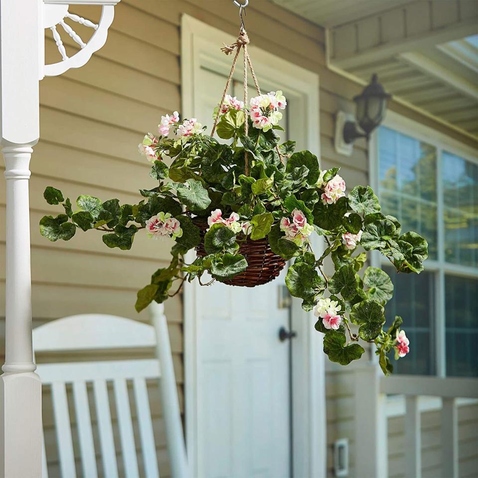 Home Hanging Floral Arrangement with Pink Geraniums