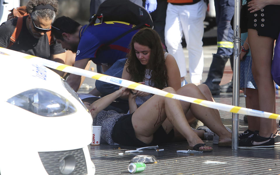 Van jumps sidewalk in Barcelona injuring several people