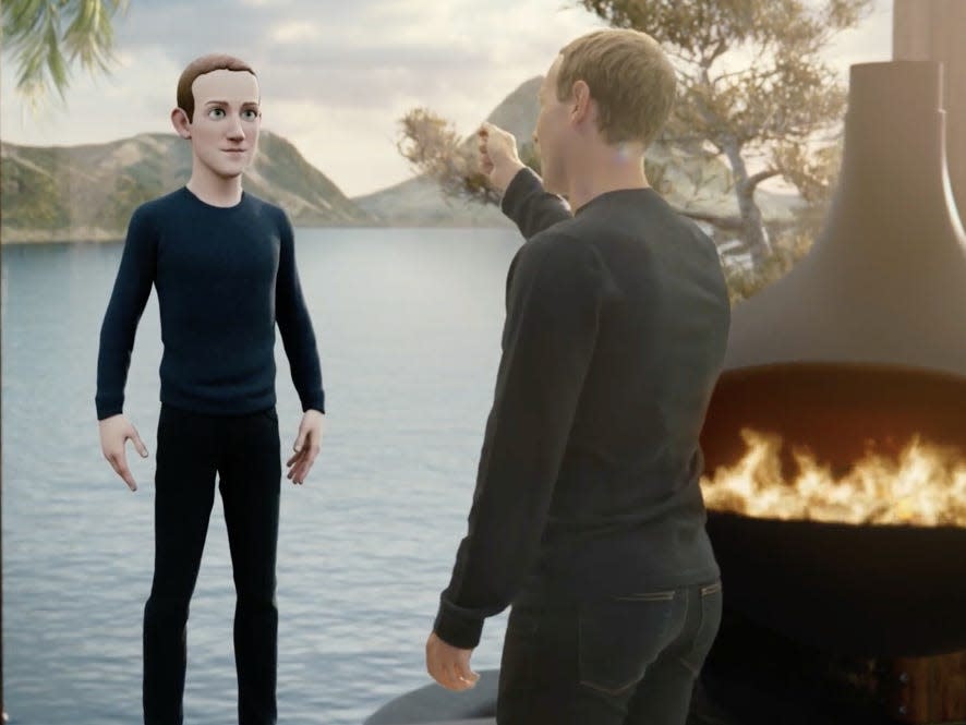 Mark Zuckerberg showing his 'metaverse' avatar during Connect 2021