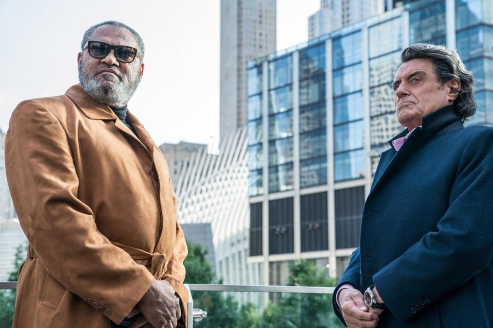 laurence fishburne as bowery king, ian mcshane as winston, john wick chapter 3 parabellum