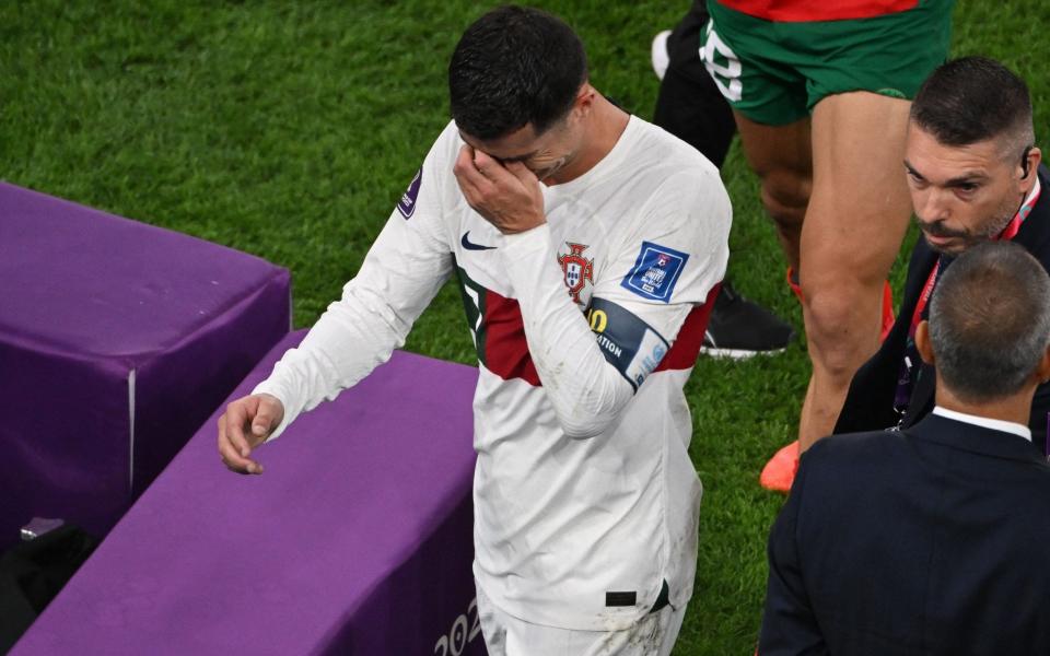Cristiano Ronaldo - Tears for Ronaldo as 10-man Morocco knock Portugal out of World Cup - AFP