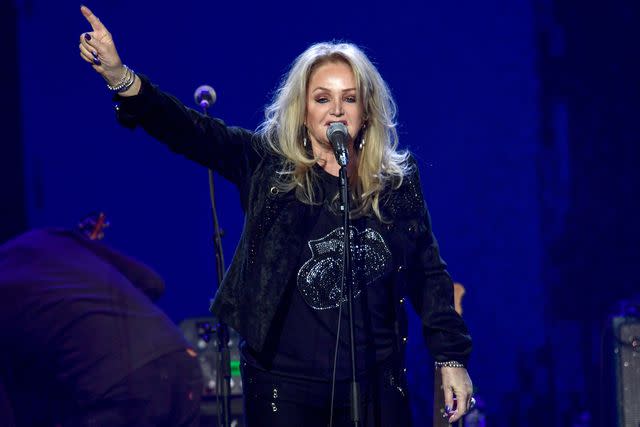<p>Gareth Cattermole/Getty </p> Bonnie Tyler performing in London in March 2020