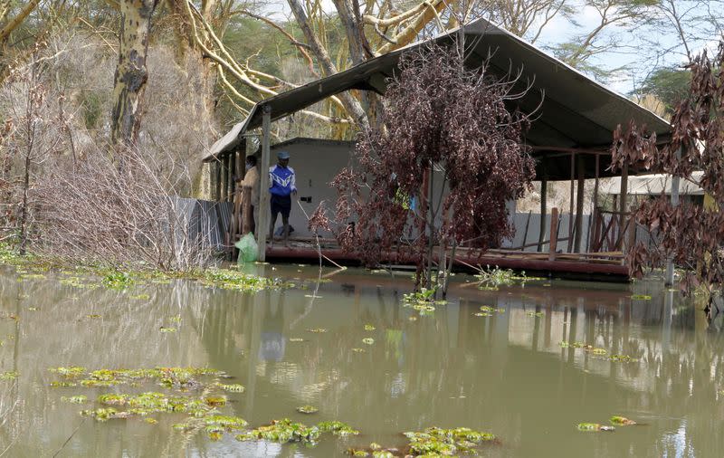 Swollen lake in Kenya's Rift Valley drives villagers from their homes in Naivasha