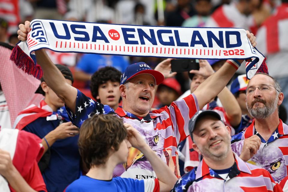 USA fans before the game at Al Bayt Stadium on Friday.