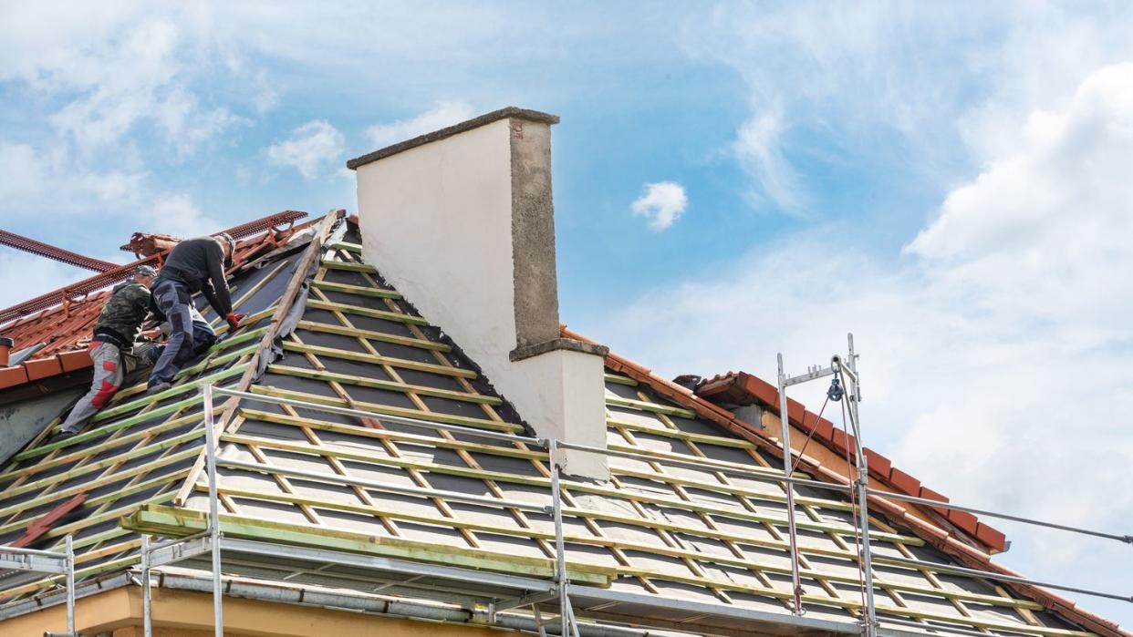 construction and roofing of house in process