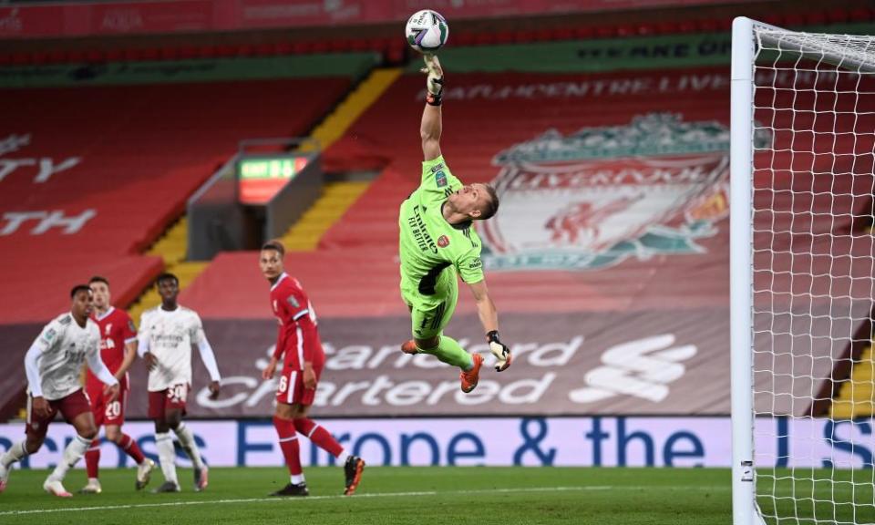 Arsenal’s goalkeeper Bernd Leno was given the man of the match award after a string of impressive saves inside the 90 minutes.