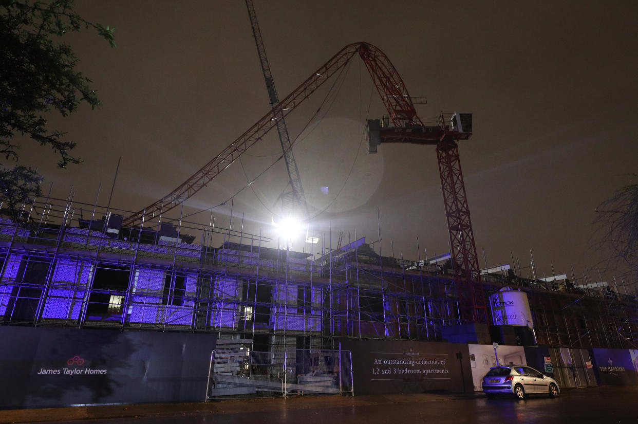 The scene at Fassett Road in south London, where a crane partially collapsed on a building site.