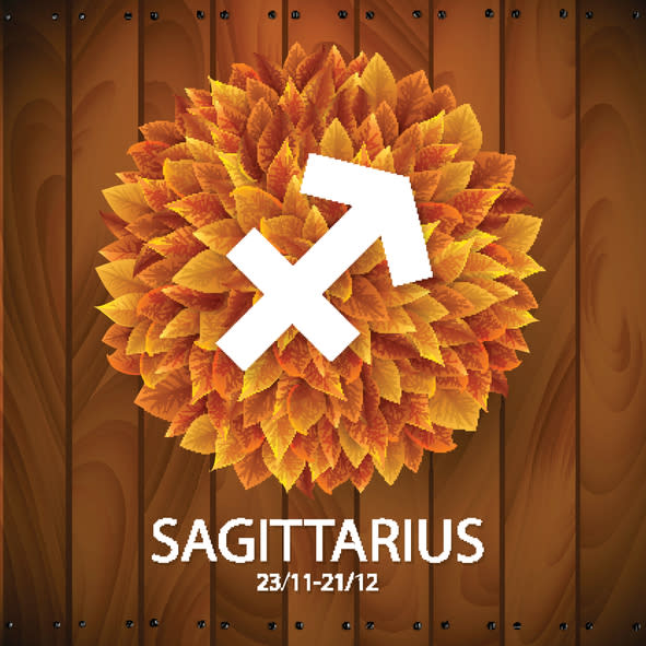 Sign of the zodiac. Sagittarius horoscope. white with a circle