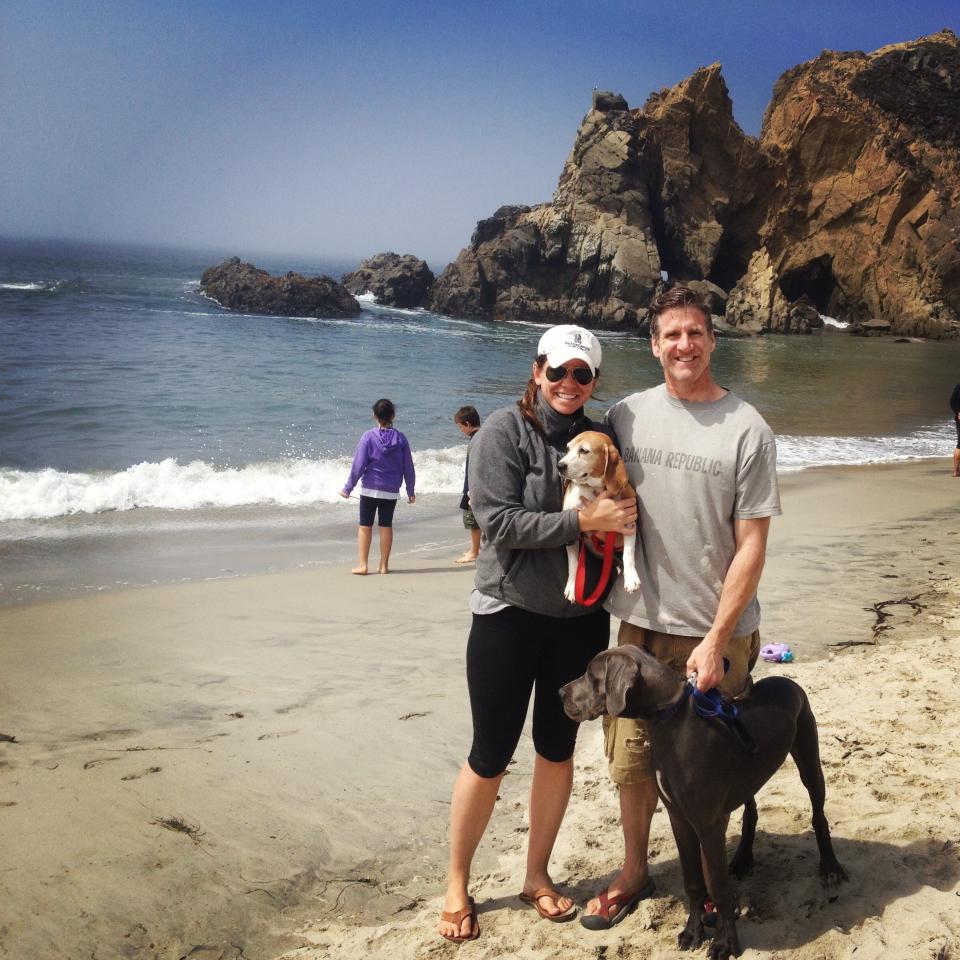 Brittany and Dan with their dogs, Bella and Charlie, who were also by her side when she died.