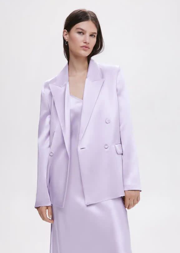 mango lilac satin blazer 