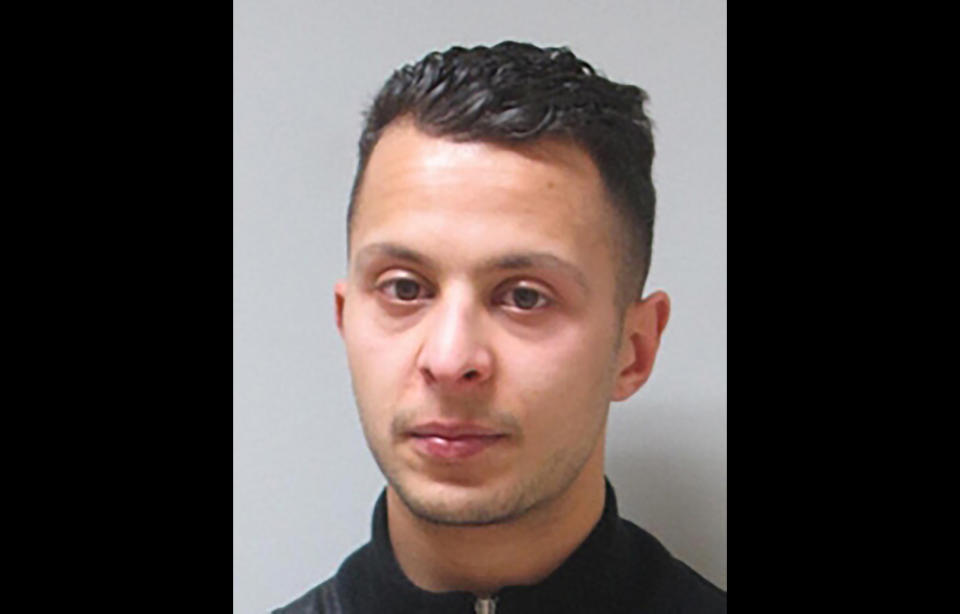 FILE - This undated image made available by Belgium Federal Police shows Salah Abdeslam, the leading suspect and the only surviving member of the nine-member attacking team that terrorized Paris, in Paris on Nov. 13, 2015. The historic trial in Paris of 20 men suspected of critical roles in the Islamic State massacres that killed 130 people in 2015 has ended this week with verdicts against the defendants in France's worst peacetime attack expected on Wednesday June 29. (Belgium Federal Police via AP, File)