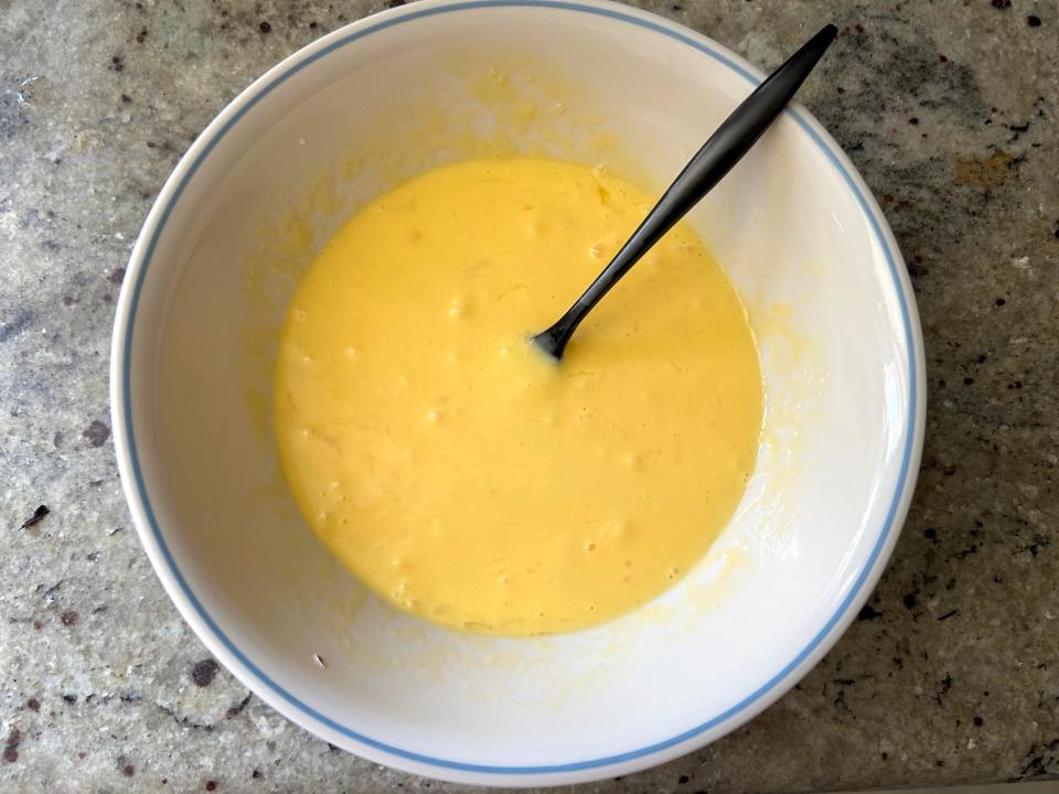 Whisking eggs for Gordon Ramsay's 10-minute omelette