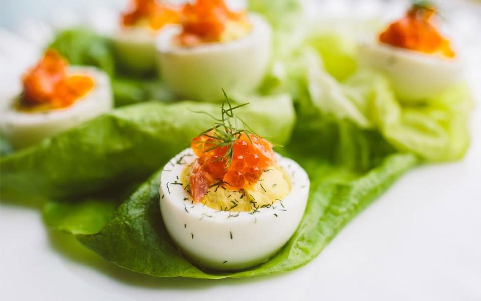 <p>McCormick</p><p>Add elegance to deviled eggs with smoked trout and trout roe.</p><p><strong>Get the recipe: <a href="https://parade.com/871665/solanahawkenson/gavin-kaysens-midwestern-smoked-trout-deviled-eggs/" rel="nofollow noopener" target="_blank" data-ylk="slk:Smoked Trout Deviled Eggs;elm:context_link;itc:0;sec:content-canvas" class="link ">Smoked Trout Deviled Eggs</a></strong></p>