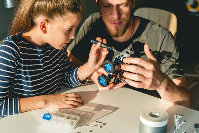 <span class="caption">Education needs to teach children how to think independently so that they can become creative problem solvers.</span> <span class="attribution"><a class="link " href="https://www.shutterstock.com/image-photo/fixing-robotic-car-795087103" rel="nofollow noopener" target="_blank" data-ylk="slk:Shutterstock;elm:context_link;itc:0;sec:content-canvas">Shutterstock</a></span>