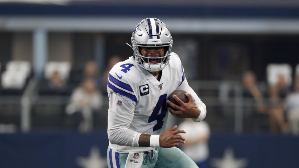 Dallas Cowboys quarterback Dak Prescott was given the franchise tag. (AP Photo/Roger Steinman)