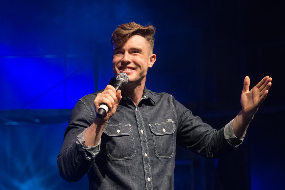 EDINBURGH, SCOTLAND - AUGUST 05:  British stand-up comedian Ed Gamble performs on stage during the Pleasance press launch at Pleasance Courtyard during the annual Edinburgh Fringe Festival on August 5, 2017 in Edinburgh, Scotland.  (Photo by Roberto Ricciuti/Getty Images)