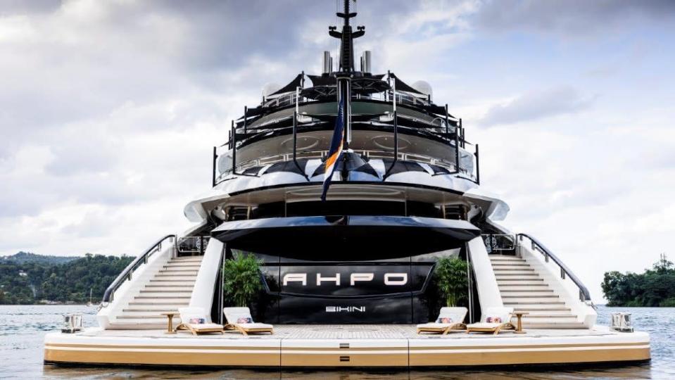 Your chariot awaits. The welcoming swim platform of the new superyacht Ahpo, available through Moran Yachts. - Credit: Courtesy Guillaume Plisson