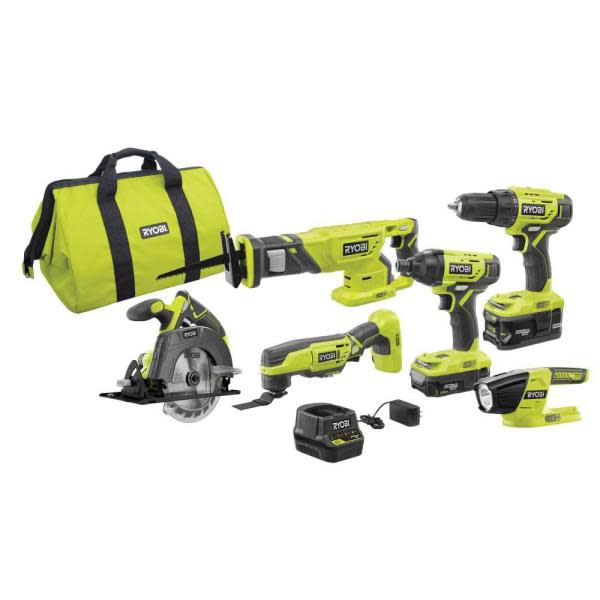 Ryobi 18-Volt ONE+ Lithium-Ion Cordless 6-Tool Combo Kit