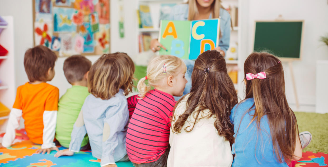 preschool children learning alphabet